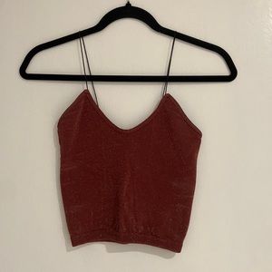 Free People Sparkly Maroon Cami Tank Top